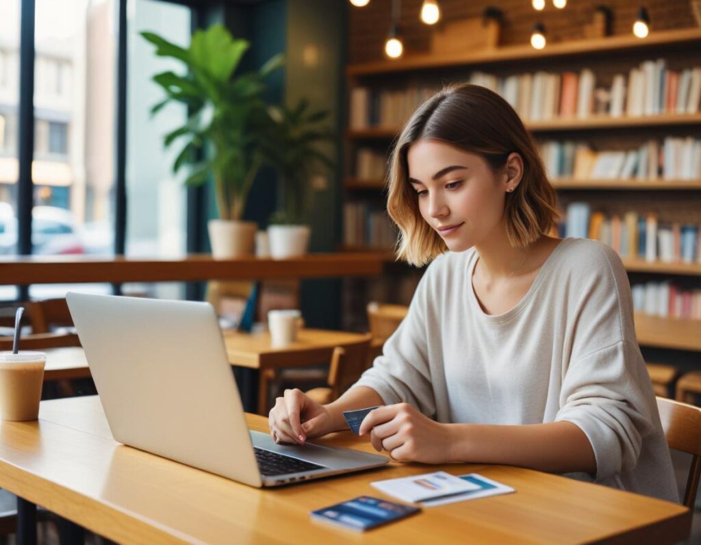 นักเรียนมหาวิทยาลัยกำลังอภิปรายเกี่ยวกับบัตรเครดิตและประโยชน์ในการเดินทาง