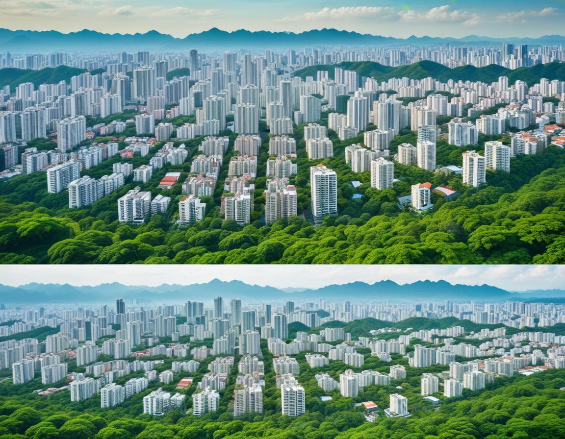ภาพเปรียบเทียบชีวิตในเมืองและชานเมืองพร้อมข้อความ “ผ่อนบ้านราคาถูก”
