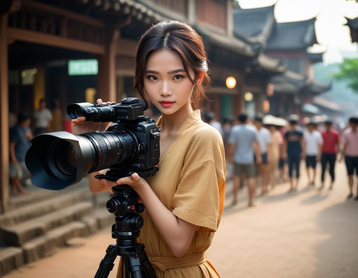 Thai: รูปภาพผู้หญิง Thai เกาะกลางสถานการณ์คิดของตนเองใต้ร่มต้นโพธิ์อันยิ่งใหญ่ สงบสถ กระแสไฟและเงาเริ่ม.