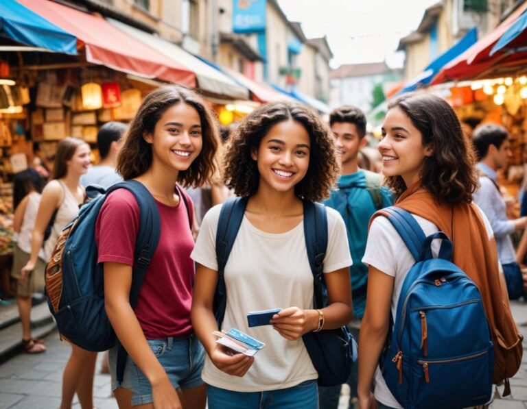 นักเรียนถือบัตรเครดิตสะสมไมล์พร้อมโลก แสดงการใช้งานต่างประเทศ.